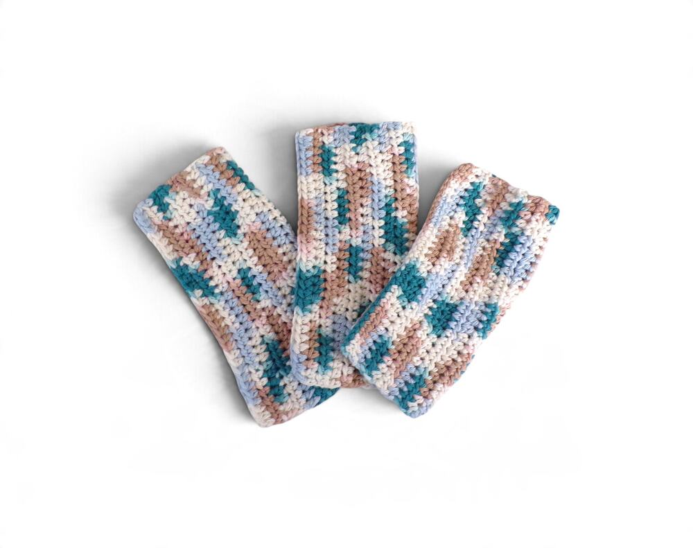 (3) Handmade Crocheted Dishcloths Washcloths 100% Cotton By The Sea Ombre